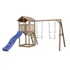 Image de Beach Tower avec Balancoire Double Marron Bleu Toboggan