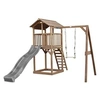 Image de Beach Tower avec Balancoire Simple Marron Toboggan Gris