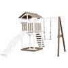 Image de Beach Tower avec Balancoire Simple Marron Blanc Toboggan Blanc