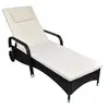 Image de Chaise longue L. 198 cm beige H. 30 cm en resine tressee non empilable non pliable