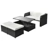 Image de Salon de jardin 4 pcs avec coussins Résine tressée Noir