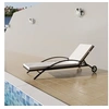 Image de Chaise longue en resine tressee beige L. 65 cm H. 83 cm non empilable non pliable