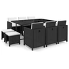 Image de Salon de jardin 11 pieces noir rotin 167.0 x 109 x 74 cm 10 personnes