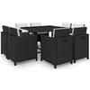 Image de Salon de jardin noir 9 pieces 8 personnes 109.0 x 109 x 74 cm resine tressee