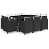 Image de Salon de jardin rotin 10 personnes noir 167.0 x 109 x 74 cm 11 pieces