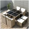 Image de Salon de jardin encastrable en rotin - Beige - 109 x 109 x 74 cm