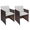 Image de Lot de 2 chaise exterieur non pliable en resine tressee H. 85 cm marron