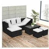 Image de Salon de jardin 4 pcs avec coussins Résine tressée Noir