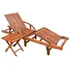 Image de Chaise longue H. 40 cm en acacia marron L. 40 cm non empilable pliable