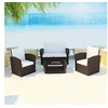 Image de Salon de jardin 4 pcs avec coussins Résine tressée Marron