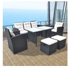 Image de Noir 6 pieces 7 personnes acier 62 x 61 x 87 Ensembles canapes. fauteuils et tables de jardin
