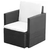 Image de Chaise de jardin et coussins et oreillers Résine tressée Noir