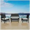Image de Salon de jardin 4 pcs avec coussins Résine tressée Noir