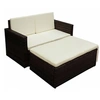 Image de Salon de jardin 2 pcs avec coussins Résine tressée Marron