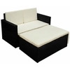 Image de Salon de jardin 2 pcs avec coussins Résine tressée Noir