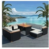 Image de Salon de jardin modulable 10 personnes noir resine tressee x 69.5 x 57.5 cm 10 pieces