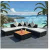 Image de Salon de jardin 6 pcs avec coussins résine tressée noir