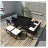 Image de Ensemble à manger d extérieur 9pcs coussins Résine tressée Noir