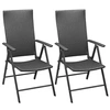 Image de Chaises empilables de jardin lot de 2 Résine tressée Noir