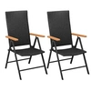 Image de Chaises empilables de jardin lot de 2 Résine tressée Noir