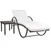 Image de Chaise longue marron en resine tressee H. 40 cm L. 193 cm non empilable non pliable