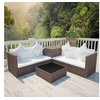 Image de Salon de jardin 4 pcs avec coussins Résine tressée Marron