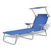Image de Chaise longue L. 58 cm en acier H. 27 cm bleu pliable