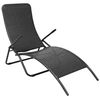 Image de Chaise longue noir en resine tressee L. 61 cm H. 95 cm pliable