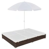 Image de Chaise longue en resine tressee H. 190 cm marron L. 197 cm empilable non pliable