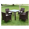 Image de Mobilier à dîner jardin 5 pcs et coussins Résine tressée Marron