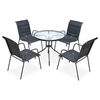 Image de Salon de jardin noir acier 4 personnes 80.0 x 71 cm 5 pieces