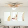 Image de Ventilateur de Plafond Orné avec Lumière Marron Clair Plafonnier Lampe