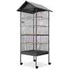 Image de Cage à oiseaux - - 66 x 66 x 155 cm - Acier Noir - 4 perchoirs - Intérieur