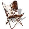 Image de Chaise papillon marron et blanc cuir de vache