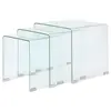 Image de Ensemble de tables gigognes 3 Pièces Verre trempé Transparent
