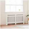 Image de Cache-radiateur - - 172 cm - MDF - Blanc - Design à lattes moderne
