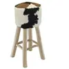 Image de Tabouret de bar Cuir véritable et bois de teck solide