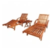 Image de Lot de 2 Chaises Longues avec Table, Bain de Soleil, Transat de Terrasse, Siège de Jardin Patio Extérieur, Bois 274662