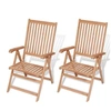 Image de Chaises inclinables de jardin lot de 2 Bois de teck solide