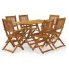 Image de Ensemble de salle à manger - - 7 pcs - Bois d'acacia massif - Pliable - Contemporain