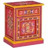 Image de Table de Chevet Table de Nuit Armoire de Chevet Armoire de Lit Chambre Maison Intérieur Rose Peinture à la Main Bois de Manguier Massif
