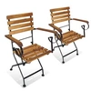 Image de Lot de 2 chaise H. 85 cm pliable exterieur en acacia marron