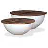 Image de Table basse 2 pcs Bois de récupération massif blanc forme bol