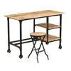 Image de Bureau avec tabouret pliant bois de manguier massif 115x50x76cm