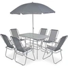 Image de Mobilier à dîner d'extérieur 8 pcs Acier et textilène Gris