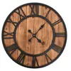 Image de Horloge Murale Vintage Quartz Bois Métal Montre de Mur Pendule de Salon 50646