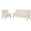 Image de Ensemble de canapés 2 pcs Tissu Blanc crème