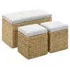 Image de Banc avec 2 poufs Jacinthe d'eau Gris