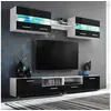 Image de Ensemble mural pour TV 5 pcs avec lumières LED Noir brillant