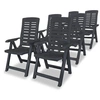 Image de Lot de 6 chaise exterieur pliable en plastique H. 108 cm gris